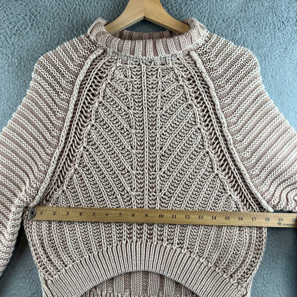 Free People On A Boat Sweater XS Pink Cotton Chunky Knit Mock Neck